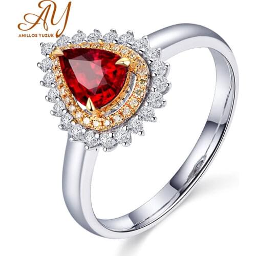 Anillos Yuzuk Water Drop Red AAA Cubic Zircon Rings For Women Genuine 925 Streling Silver Crystal Femme Luxury Ring Jewelry