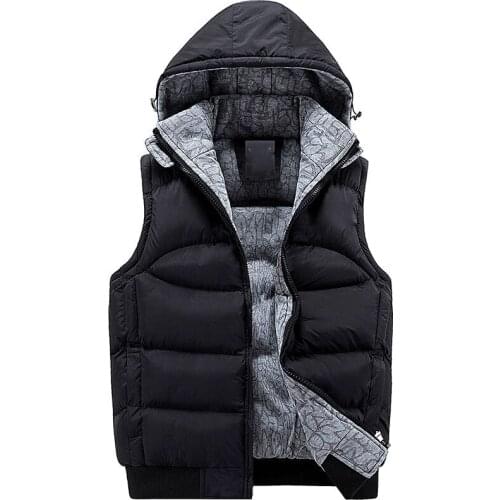 New Stylish Autumn Winter Vest Men High Quality Hood Warm Fashion Sleeveless Jacket Thick Waistcoat Male Windbreak MJ-C