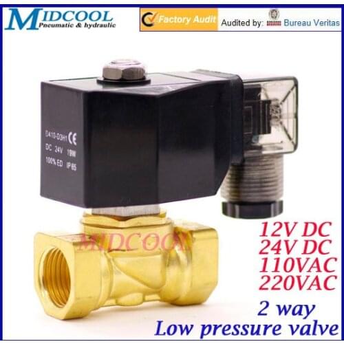 0-1bar Low pressure 2 way Fuel gas solenoid valve 1" 24V DC NBR brass direct acting valve NC type