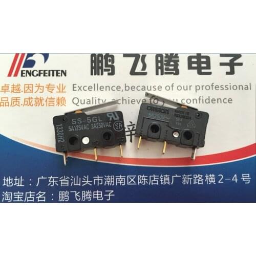 1PCS Imported Japan Omron SS-5GL small micro switch 3 foot stroke limit with handle iron swing rod 5A