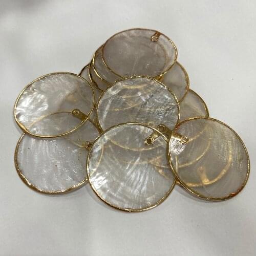 1PC Round Shape Pendants Mirror Shell Pendants for Making DIY Jewelry Necklace Earrings Accessories Handmade Synthesis