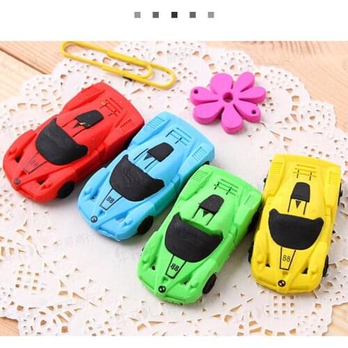 1pc Cute Pencil Eraser School Supplies For Kids Rubber Eraser Gifts for Children Students Stationery Supplies Car Shape