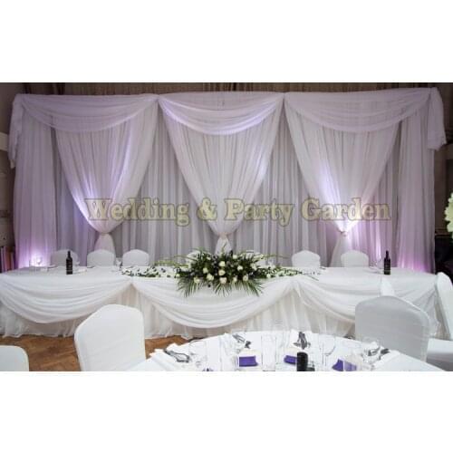 3m*6m Luxury White Wedding Backdrop with Beatiful Swag Wedding drape and curtain wedding decoration