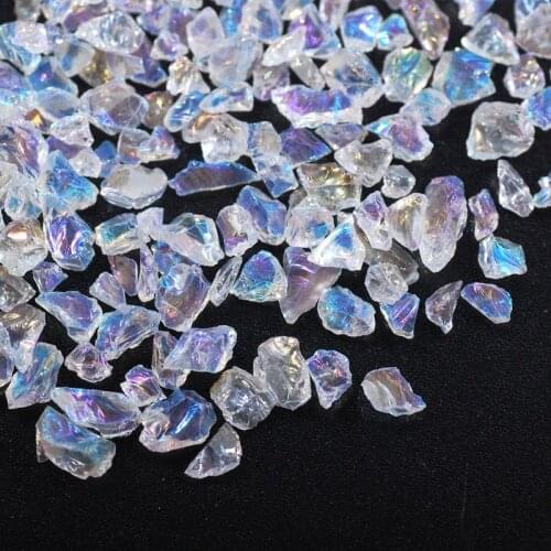 450g/bag 4--6mm High Quality Multi-layer Nail Art Golden Electroplated Glass Stone Nail Art Irregular Small Gravel