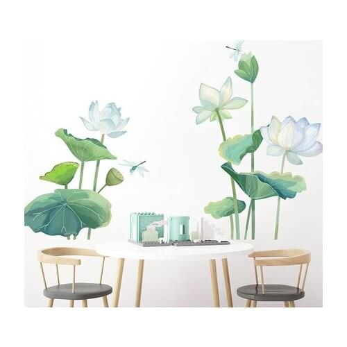5 Styles Chinese Style Scenery Wall Sticker Flower Vintage Poster Living Room Study Room Home Decor Painting Wallpaper