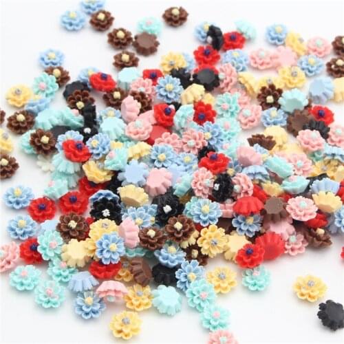 50pcs Flat Back Resin Flowers Ornament DIY Crafts Supplies Phone Shell Patch Arts Basteln Jewelry Hair Accessories Materials