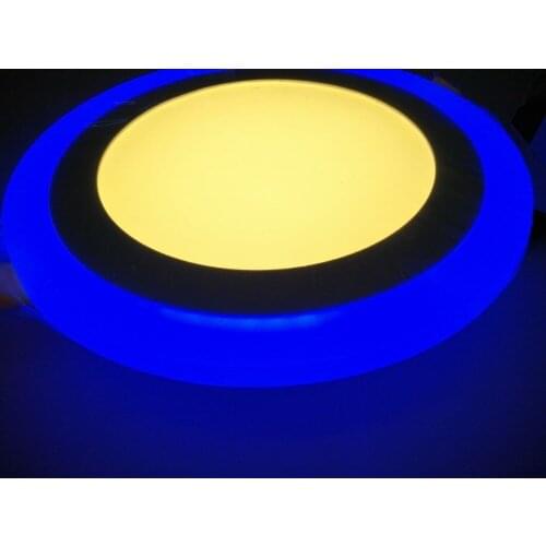 AC100-240V Total 6W Two color 6/9/16W white/warm white+3W Blue SMD Round LED panel lamp ceiling downlight light for decoration