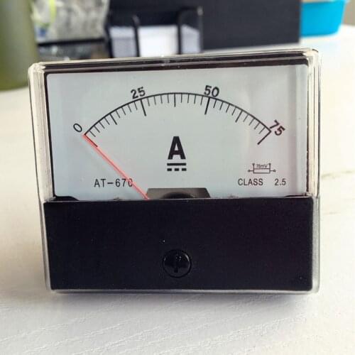 Pointer Analog Amp Panel Meter Current Ammeter DC 0-75A 75A with shunt free shipping
