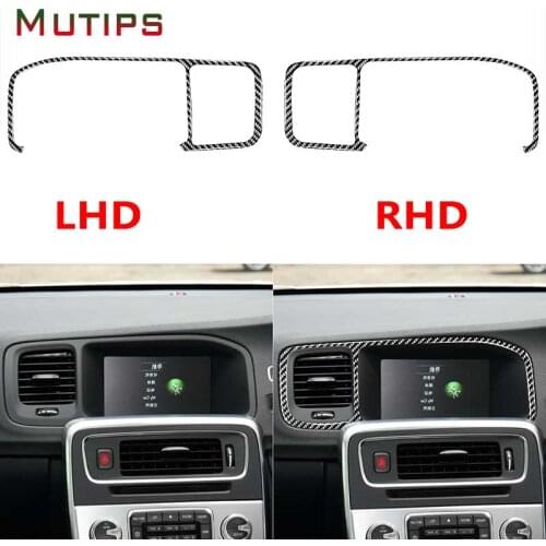 Car Center Console GPS Navigate Frame Display Air Vent Trim Frame Carbon Fiber Accessories For Volvo V60 2010-2017 S60 2010-2018
