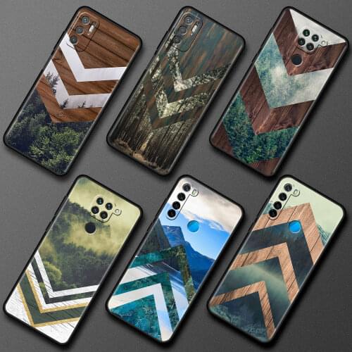 Case For Xiaomi Redmi Note 10 9 8 Pro 9S 10S 7 8T 9A 9C 9T 8A 7A 6A K40 Soft Silicone Phone Cover Forest Geometry Wood Nature