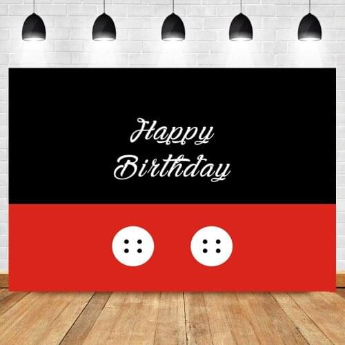 Black Red Happy Birthday Backdrop Photography Buttons Patterns Newborn Baby Kids Birthday Cake Table Wall Decor Background Photo