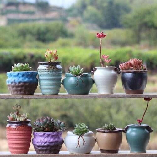 Flower pot ceramic small mini-desktop landscape flower pot