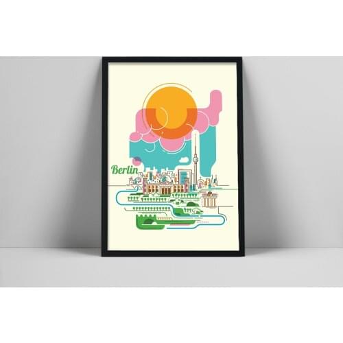 Home Decor Berlin Germany Wall Art Canvas Painting Skyline Print Poster Famous Travel City Modular Picture Cuadros For Bedroom