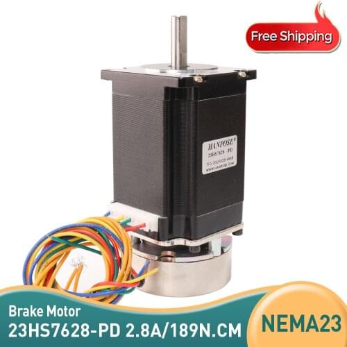 Two phase stepping motor 23HS7628-PD with brake cut off and lock four wire brake 57 body length 76mm torque 189ncm