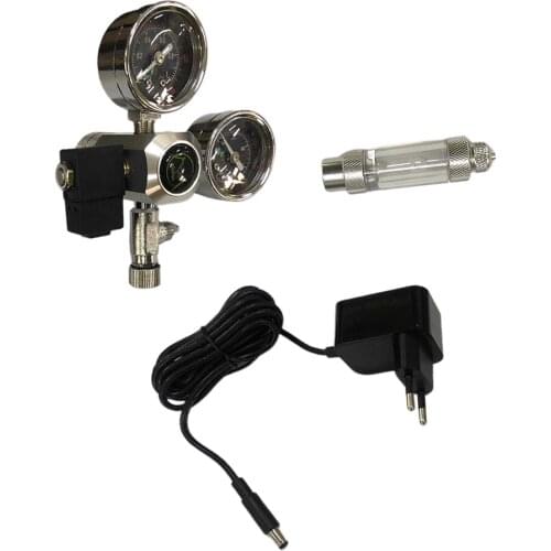 Aluminum Alloy Double-Gauge CO2 Regulator Meter with Co2 Bubble Counter EU