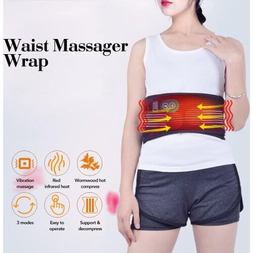 Electric Heat Therapy Far Infrared Vibration Hot Compress Waist Pain Relieve Belt Heating Waist Belt Lumbar Support Brace