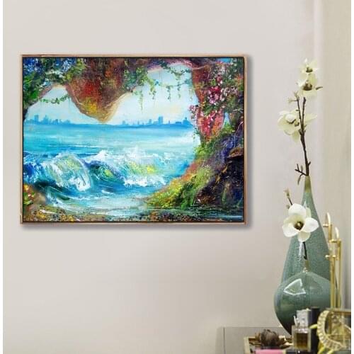 Full Square Round 5D Diamond Painting Sea Wave landscape Cross Stitch Kit Diamond Mosaic Embroidery Picture of Rhinestones