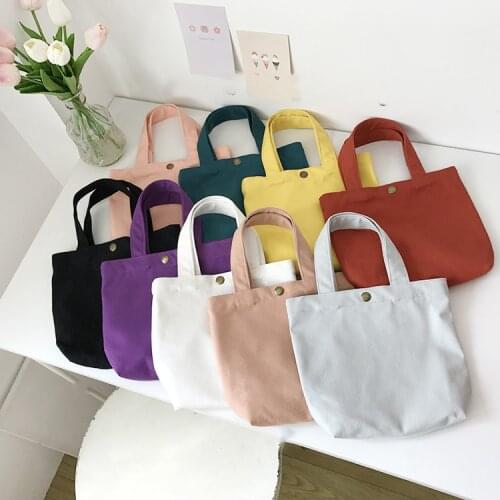 Food Carrying Lunch Box Cute Bag Child Shopping Blank Eco Shopper Canvas Gift Portable Children Bulk Solid Color Fabric Lunch