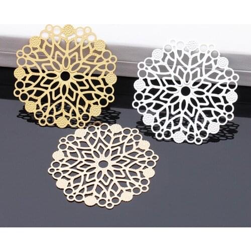 5 Pieces/Lot 48 mm Metal Copper Filigree Flower Stamping Sheet DIY For Jewelry Making Accessories