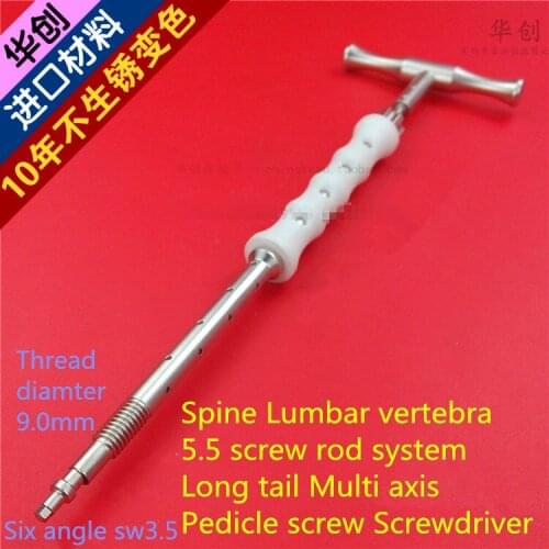 Medical orthopedic instrument Spine Lumbar vertebra 5.5 screw rod system Long tail Multi axis Pedicle screw Screwdriver sw3.5 AO