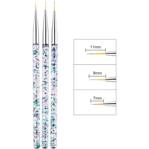 Monja Nail Art French Lines Stripe Flower Painting Pattern Brush Acrylic UV Gel Extension Builder Drawing Pen Manicure Set Tool