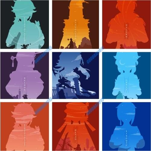 Genshin Impact 5d Diamond Painting Full Drill Embroidery Mosaic Cross Stitch Kits Diy Home Decor Silhouette Drawing