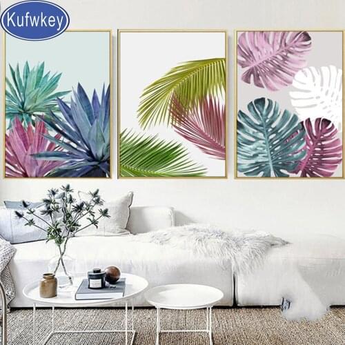 3 Piece Set Colorful Abstract Leaf 5D diy Diamond Painting Full Square Round Diamond Embroidery Mosaic Picture Of Rhinestones