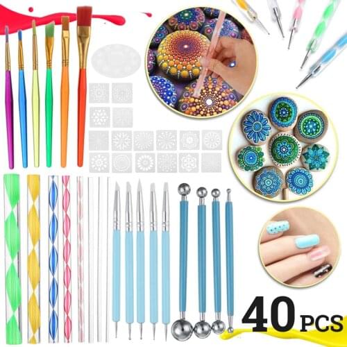 Mandala Dotting Tools Set Dotting Pens Brush Acrylic Rods Color Brush Nail Art for Painting Rocks Drawing Drafting Women