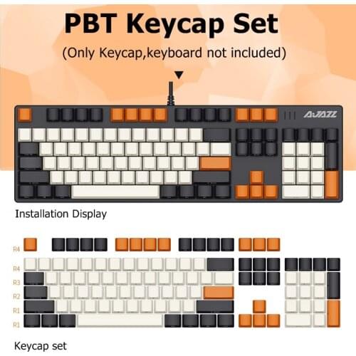New Ajazz 104 Key PBT Sublimation Keycaps For Mechanical Keyboard PBT Keycaps for 61 Key,87 Key,104Key Mechanical Keyboard