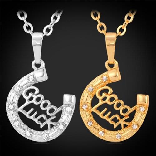 New Necklace Yellow Gold Color Austrian Rhinestone Pendant Necklace Lucky Fashion Jewelry Gift For Women / Men Good Luck P672
