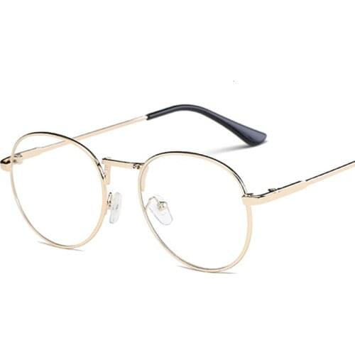 Oval Gold Glasses Frame Female Fashion Brand Designer Optical Eyeglasses Women Vintage Round Metal Eyewear Clear Lens Circle