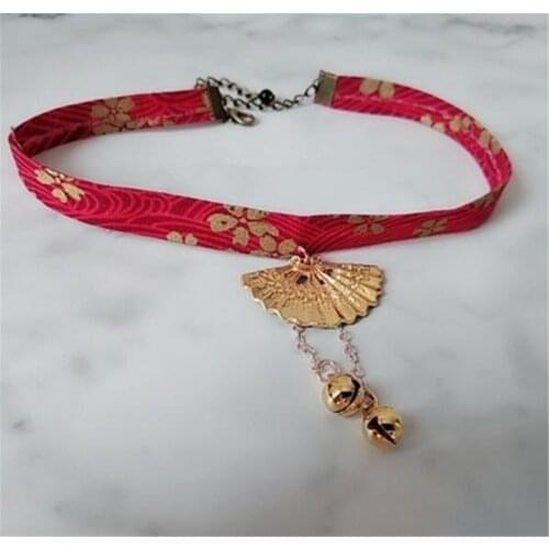 Lolita Choker Necklace Japanese Style Cloth Crane Retro Circle Tassel Clavicle Women Chain Necklace B782