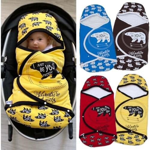 Girl Boy For Newborn Baby Swaddle Blankets Adventure Bear Patterned Cotton Soft Babies Carriage Cradle Swaddle Sack Bed Models