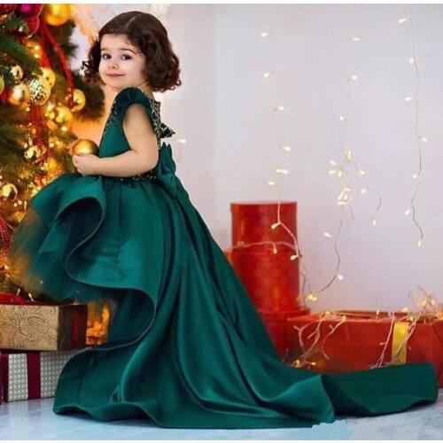 Flower Girl Dresses Tulle Layers First Communion Dresses Puff sleeves Bow Knot Girl Wedding Little Bride Dresses