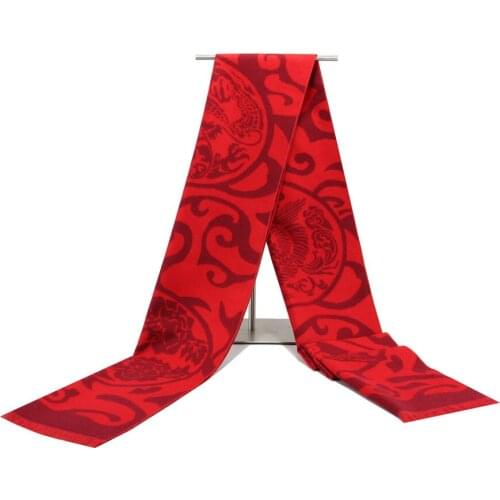 Gift Company Annual Meeting Tassels Shawl Autumn Winter Men And Women Adult Red Scarf China Style Embroidery Scarves For Women