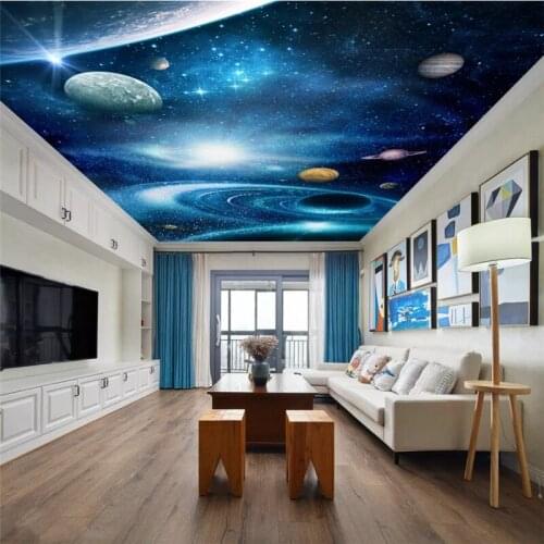 Beibehang Custom Photo Wallpaper Fantasy universe night sky earth Living Room Ceiling Home Decoration Wall Art Ceiling Wallpaper