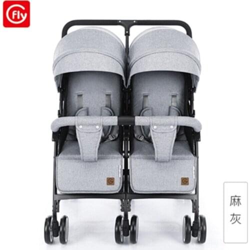 Twins baby stroller sitting and lying portable baby carriage folding second child artifact double seat twin stroller for newborn