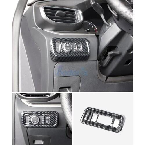 Carbon fiber look Headlight Switch Cover Light Adjustment Strips Moulding Trims Sticker For Ford Explorer 2020 2021 Accessories
