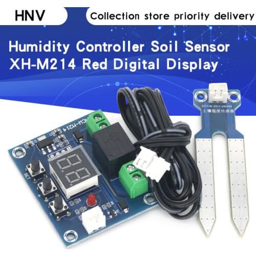 XH-M214 Humidity Controller Soil Sensor Module 20-99%RH Precise Automatic Control Irrigation System Red Digital Display