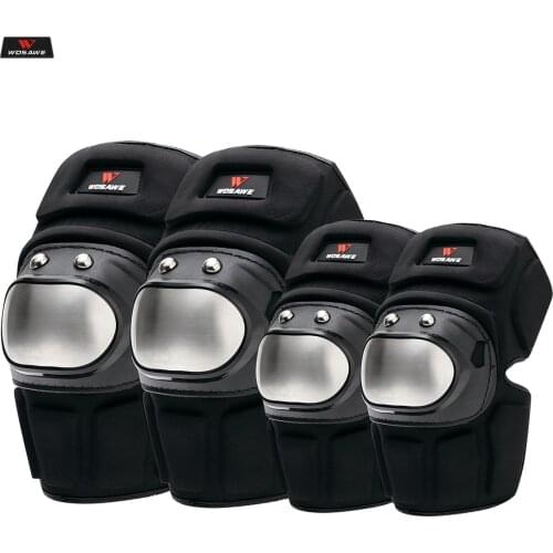 WOSAWE Stainless Steel Motocross Knee Protector+ Elbow Pad MOTO Motorcycle Racing Knee Guard MTB Ski skateboard Knee Pads