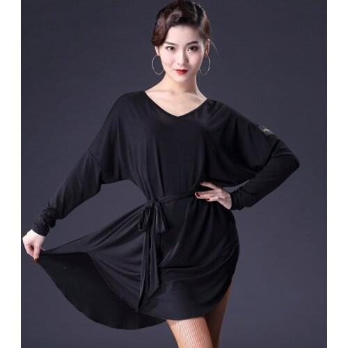 Rave Latin Dance Dress For Ladies Fall Salsa Dance Wear Dance Outfits Practice Wear Samba Costume Ballroom Practice Wear DL7074