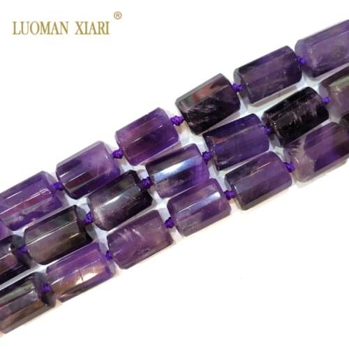 100% Natural Amethysts Cylindrical Shaped Facted Beads For Jewelry Making DIY Bracelet, Necklace Size 11*16 mm Strand 15"