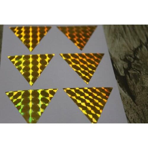 3.8x3.3cm gold hologram triangle sticker, vinyl label, holographic sticker