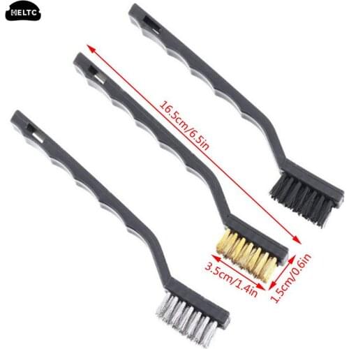 3Pcs/lot Mini Stainless Steel Rust Brush Brass Cleaning Polishing Detail Metal Brush Wire Toothbrush Cleaning Tool Family Kit