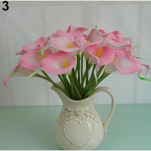 5Pcs Pack Calla Lily Bridal Wedding Bouquet Latex Real Touch Artificial Flower Decor Room Restaurant Wedding Table Decoration