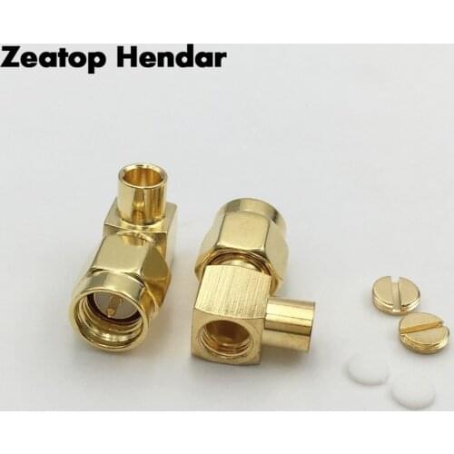 5Pcs Brass SMA / RP-SMA Male Jack 90 Degree Right Angle RF Coaxial Conector Plug for RG402 141" Semi-Flexible Cable Connector