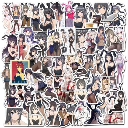 50Pcs Anime Rabbit Girl Stickers Pack Hot Sexy Girl Graffiti Adult Sticker Beautiful Women Pegatinas Welfare For Laptop Luggage