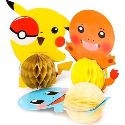 7pcs Cartoon Honeycomb Centerpieces Table Toppers for Birthday Party Decor Double Sided Cake Topper Party Supplies for Children