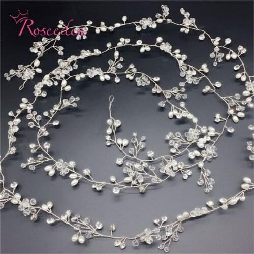 Handmade 140cm long vine hair accessories Rhinestone hairpiece wedding headband bridal crown tiara RE709