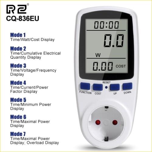 RZ AC Power Meters 230V Digital Wattmeter Energy Meter Consumption Watt Monitor Measuring Outlet Power Analyzer